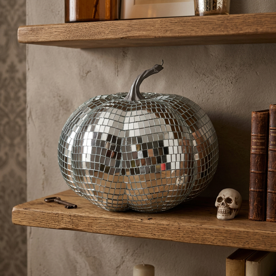 Disco Ball Pumpkin Halloween Decoration 15cm