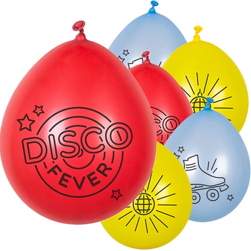 Disco Fever Assorted Biodegradable Latex Balloons 23cm / 9 in - Pack of 6 Product Image