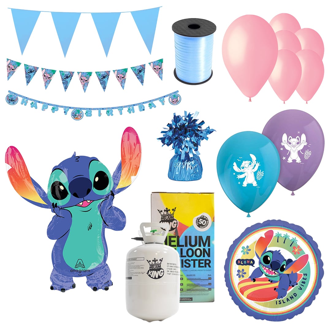 Disney Lilo & Stitch Birthday Balloons, Helium & Decorations Party Pack