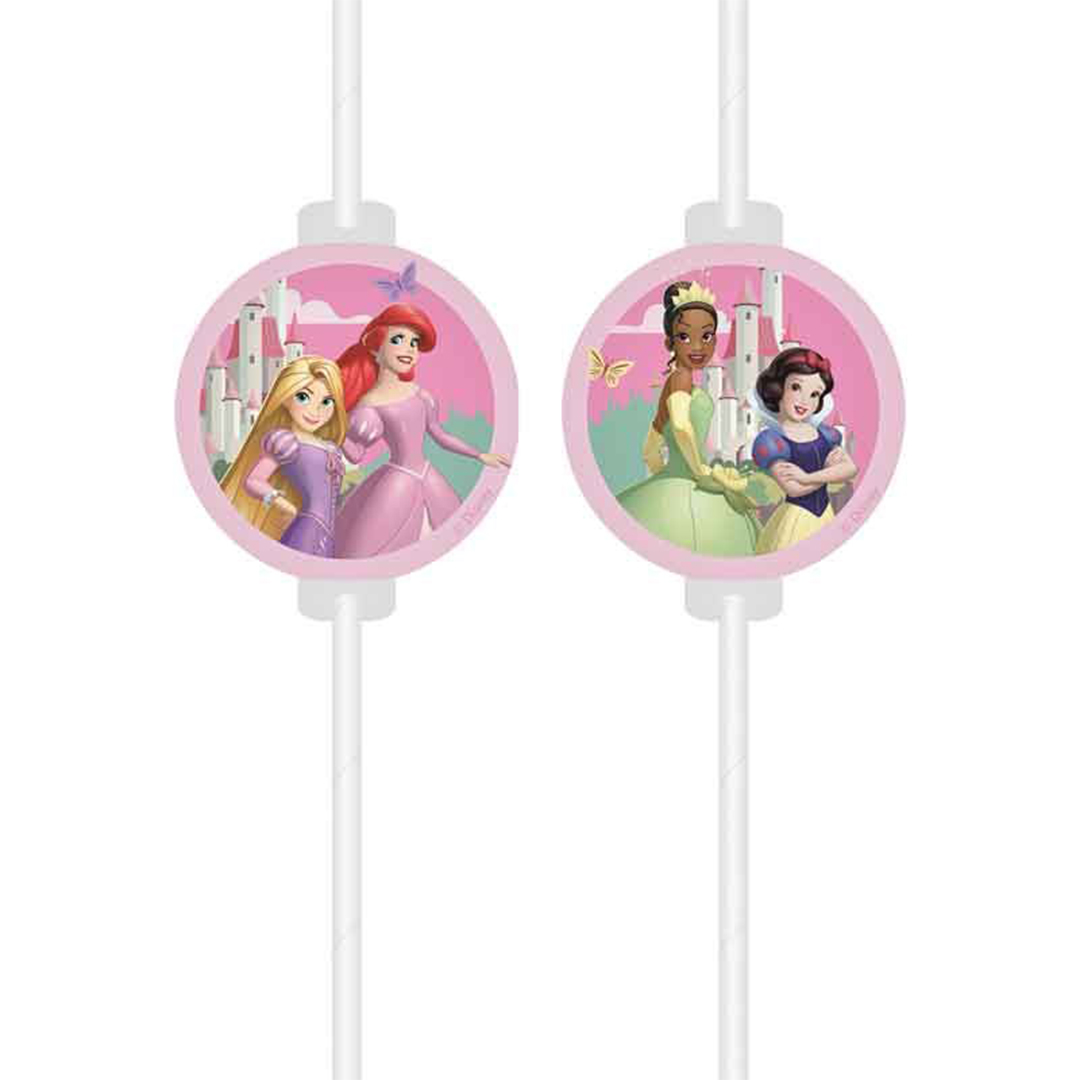 Disney Princess Create Your World Paper Medallion Drinking Straws - Pack of 4