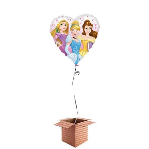 Disney Princesses Heart Shape Foil Balloon - Inflated Balloon in a Box Product Gallery Image