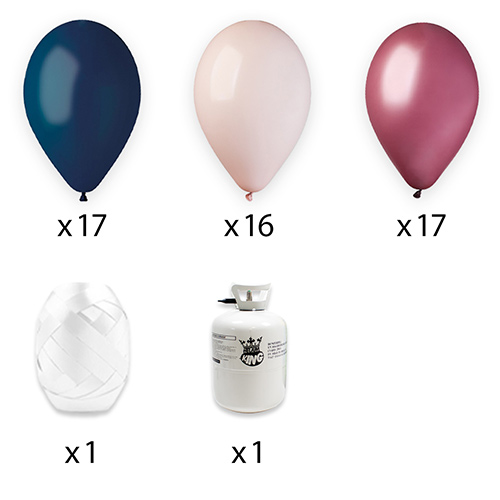Disposable Helium Gas Canister with 50 Shell Cream, Vino Burgundy & Navy Blue Balloons and Curling Ribbon Product Gallery Image