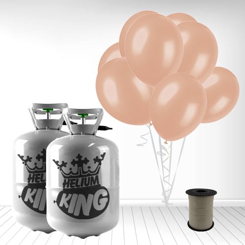 Disposable Helium Gas Canisters with 60 Rose Gold Balloons and Curling Ribbon Product Gallery Image