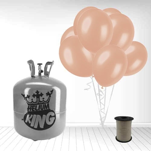 Disposable Helium Gas Canister with 50 Rose Gold Balloons and Curling Ribbon Product Gallery Image