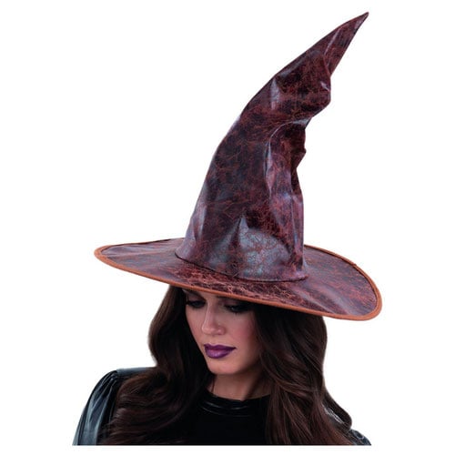 Distressed Mock Brown Leather Wizard Hat Fancy Dress Costume Accessory Unisex Adult One Size Product Gallery Image