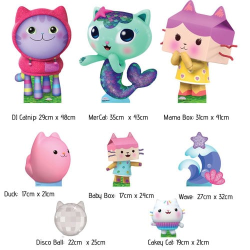 DJ Catnip, Baby Box, MerCat (Gabby's Dollhouse) Cardboard Cutouts Decoration Pack Product Gallery Image