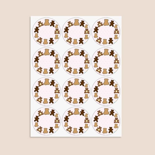 Dollies and Teddy Design 60mm Round Sticker sheet of 12 Product Gallery Image