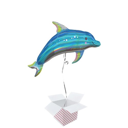 Dolphin Iridescent Helium Foil Giant Balloon - Inflated Balloon in a Box Product Image