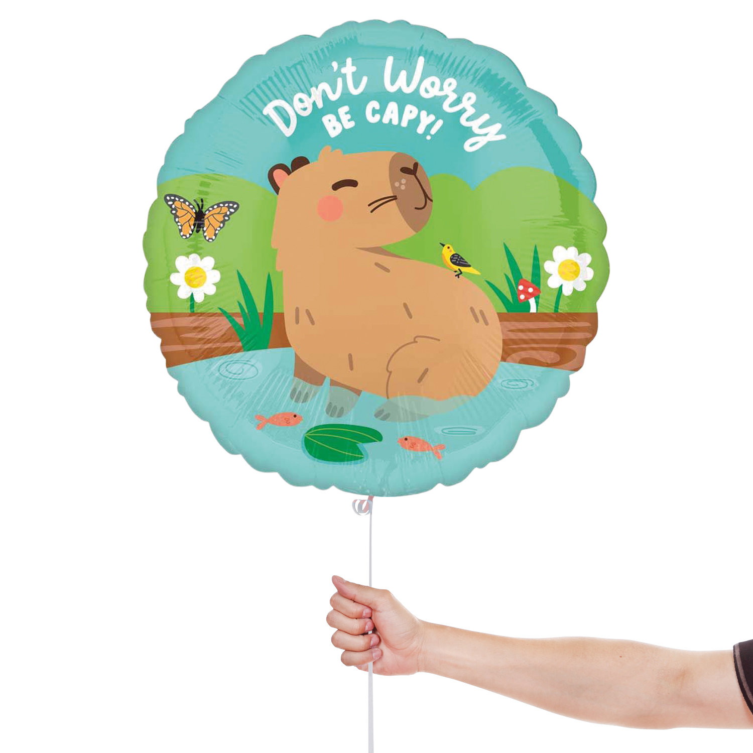 Don't Worry Be Capy Capybara Round Foil Balloon 45cm / 18 in View 2