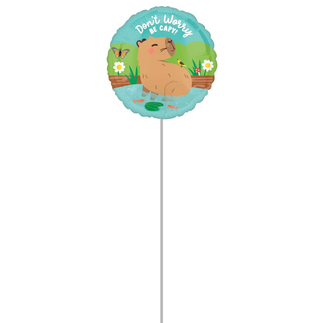 Don't Worry Be Capy Capybara Round Foil Balloon - Inflated Balloon In A Box Product Gallery Image
