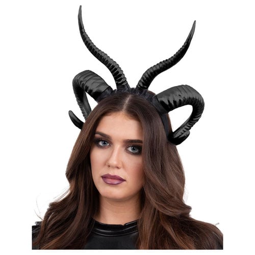 Double Demon Black Horn Fancy Dress Headband Costume Accessory Product Image