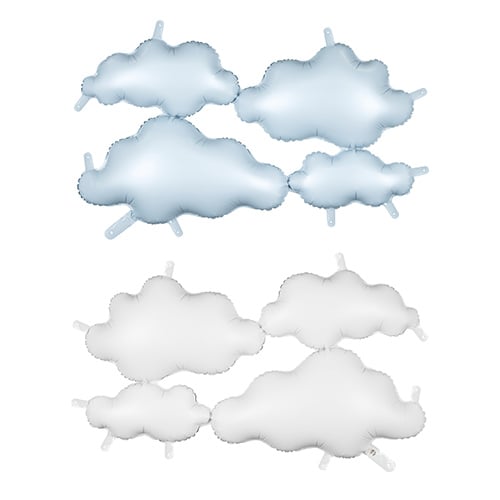 Double Sided Satin White & Light Blue Backdrop Cloud Air Fill Foil Balloon 108cm / 43 in
