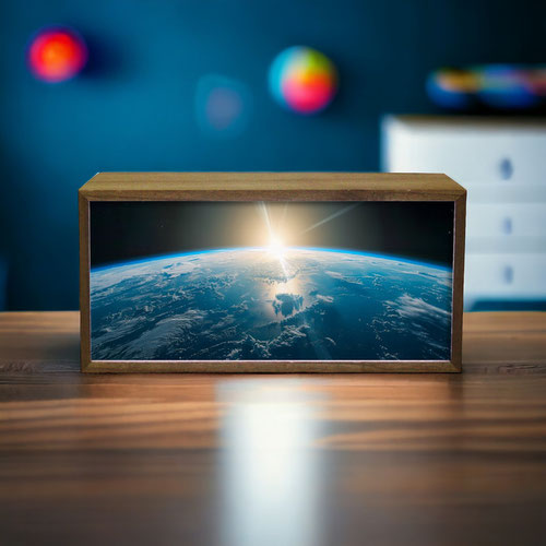 Earth Horizon LED Light Box Wood Room Sign Product Gallery Image