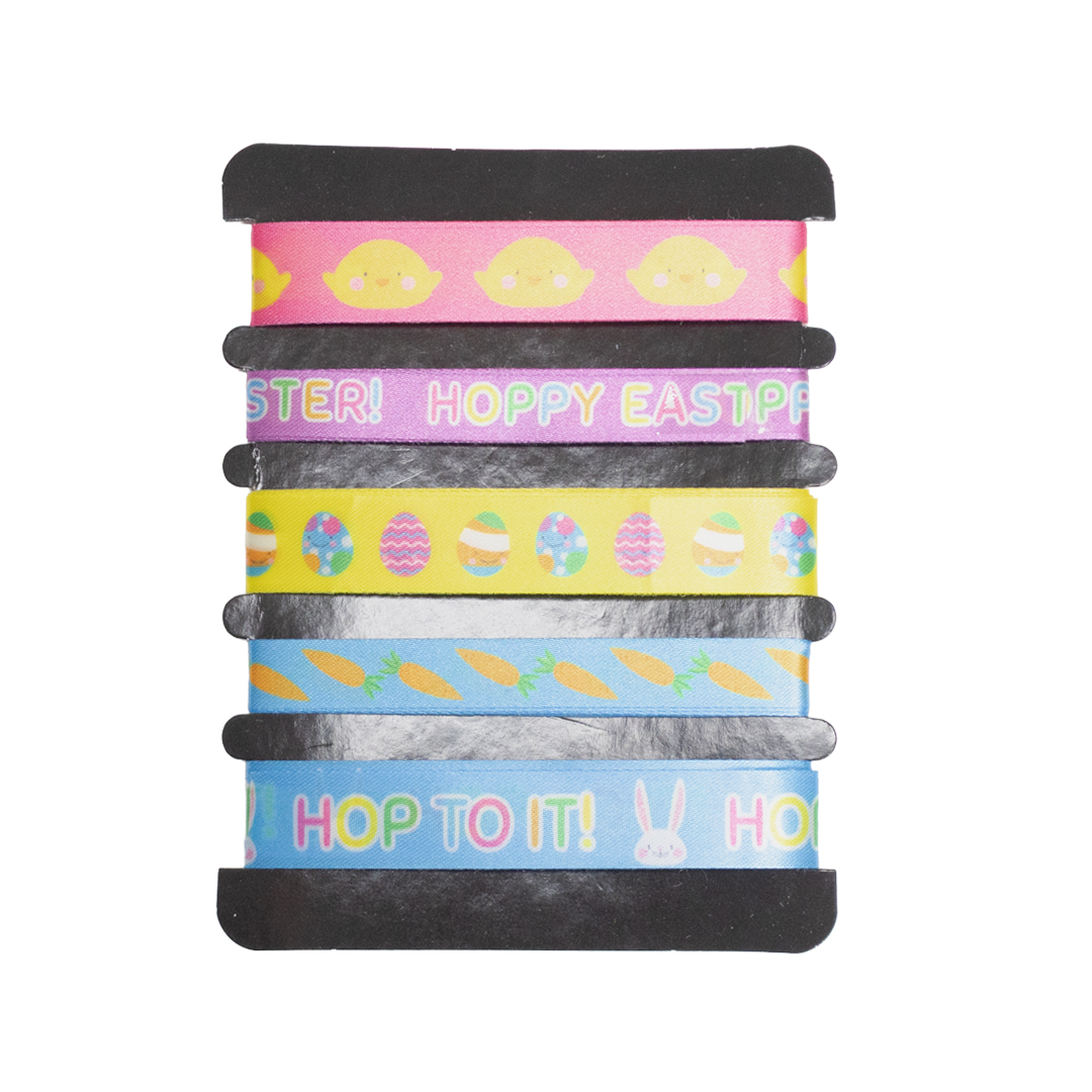 Easter Arts & Crafts Assorted Vibrant Themed Ribbons 1.5m - Pack of 5
