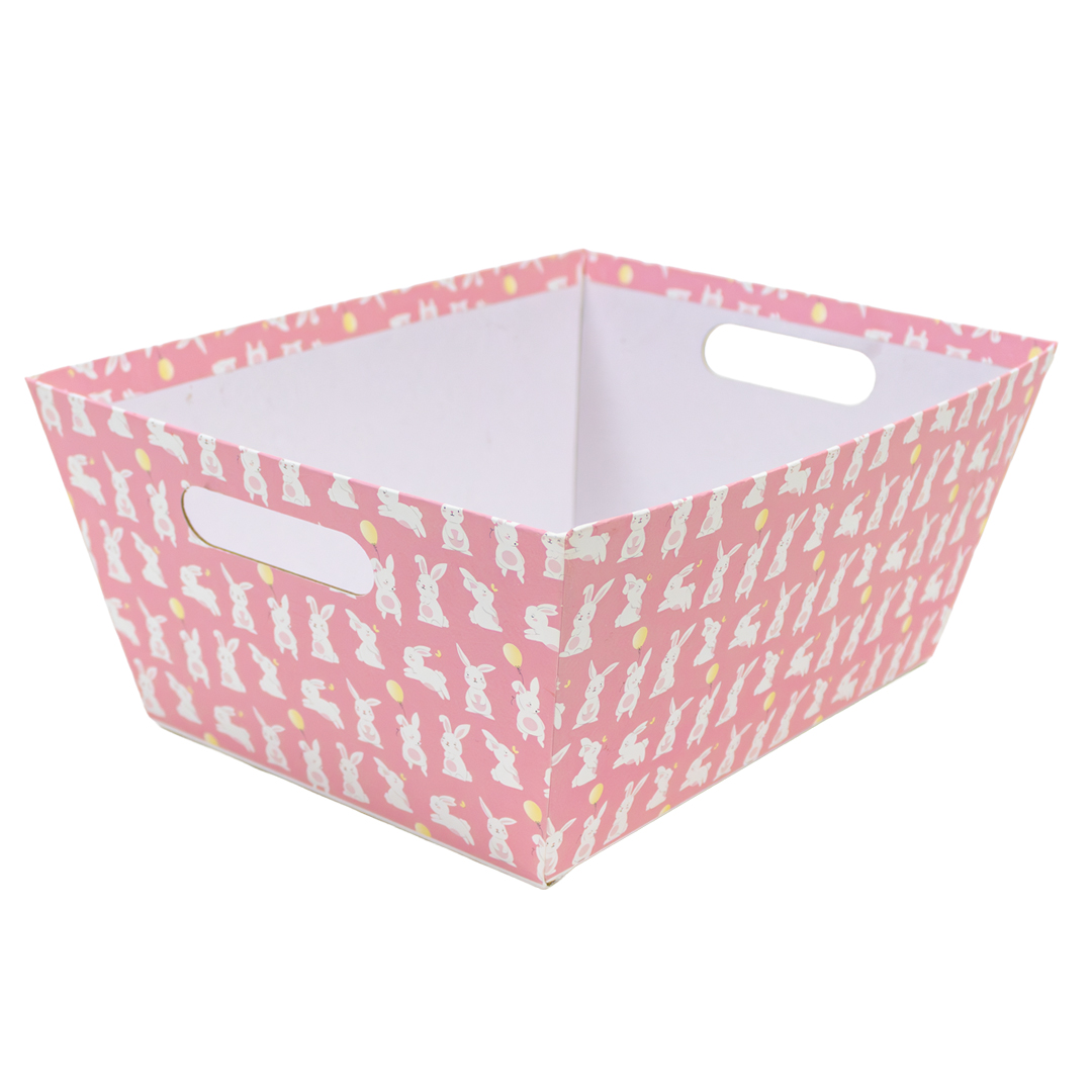 Easter Bunnies Pastel Pink Rectangular Hamper Basket 33cm Product Gallery Image