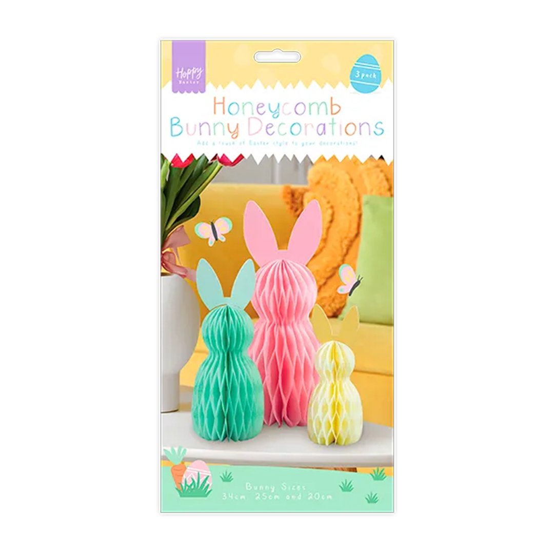 Easter Bunny Paper Honeycomb Table Decorations - Pack of 3 Product Gallery Image