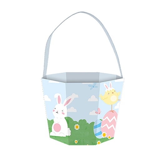 Easter Characters Pastel Scene Printed Cardboard Bucket 17cm