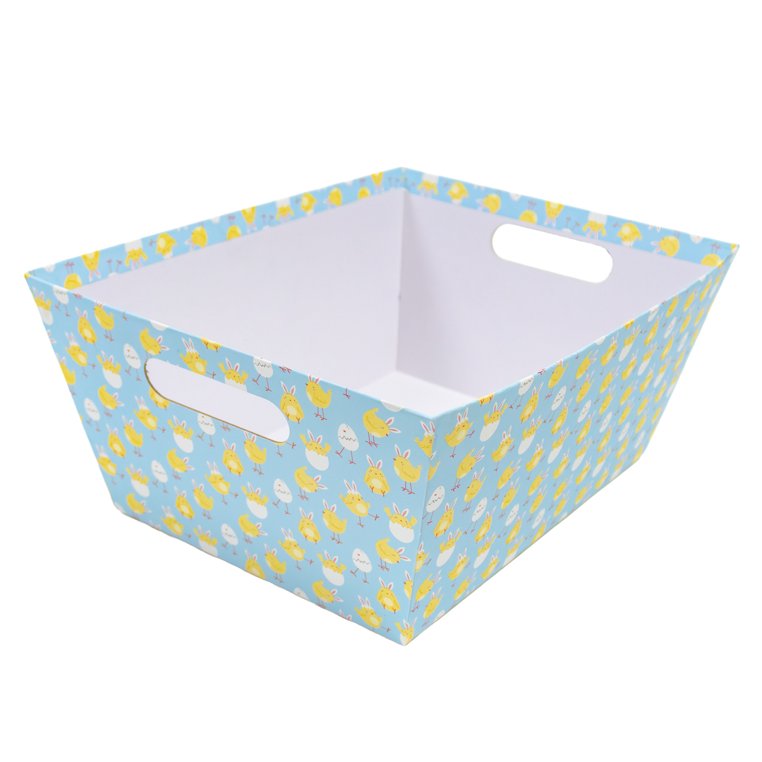 Easter Chicks Light Blue Rectangular Hamper Basket 33cm Product Gallery Image