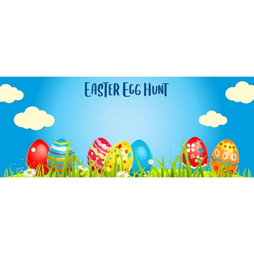 Easter Egg Hunt Blue Design Medium Personalised Banner – 6ft x 2.25ft
