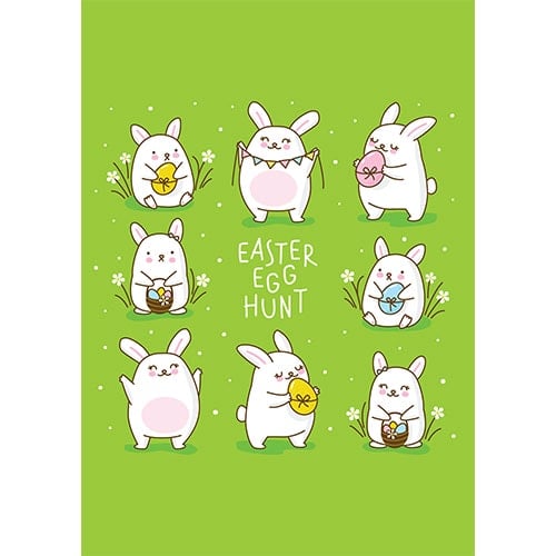 Easter Egg Hunt Chibi Bunnies Poster PVC Party Sign Decoration Product Gallery Image