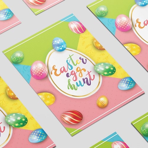 Easter Egg Hunt Glowing Colourful Eggs Poster PVC Party Sign Decoration Product Gallery Image