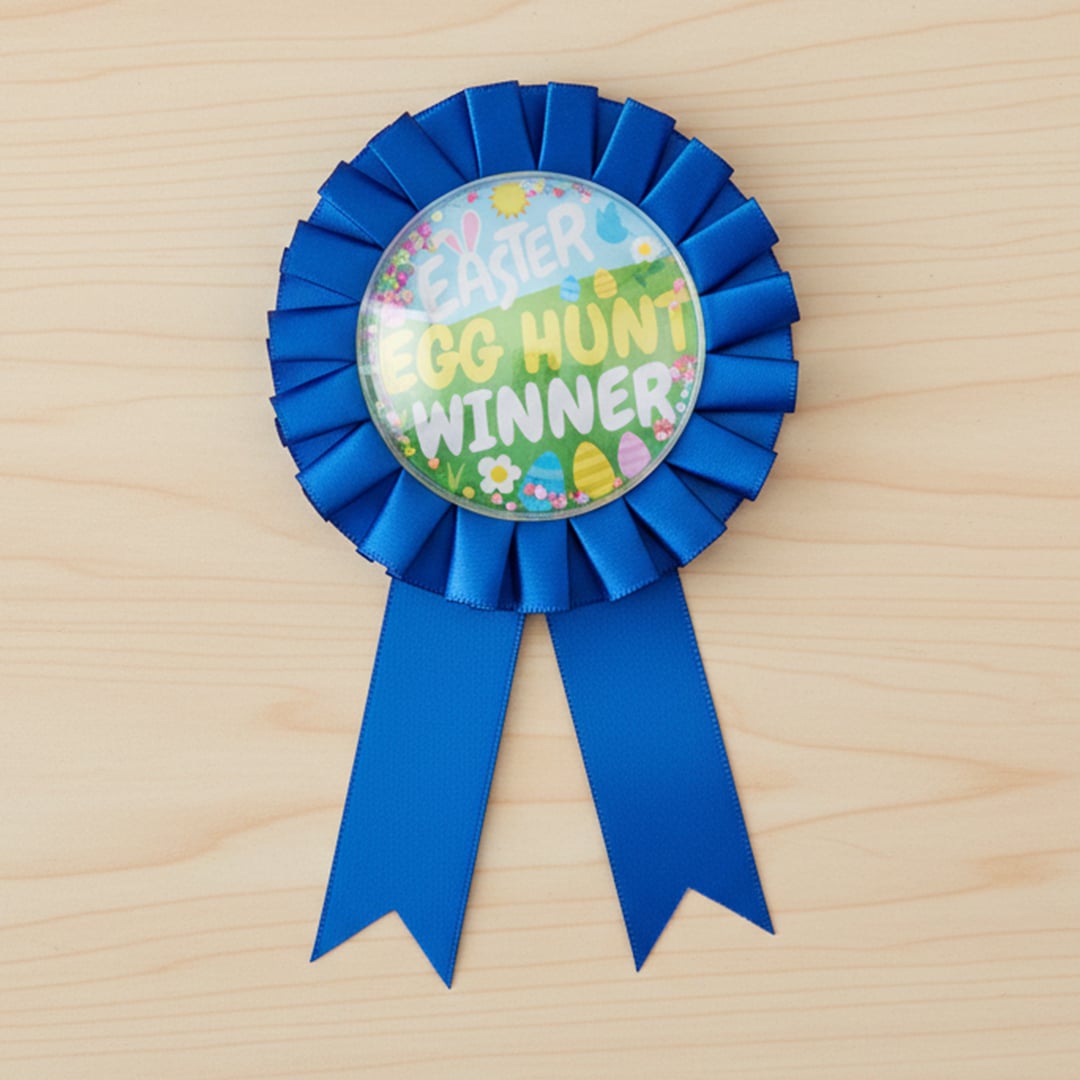 Easter Egg Hunt Winner Blue Rosette Badge Product Gallery Image