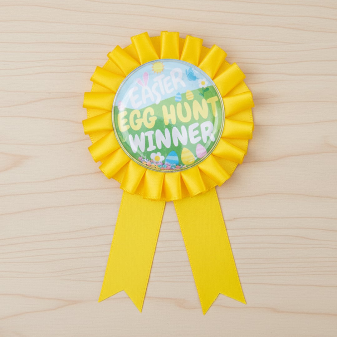 Easter Egg Hunt Winner Yellow Rosette Badge Product Gallery Image