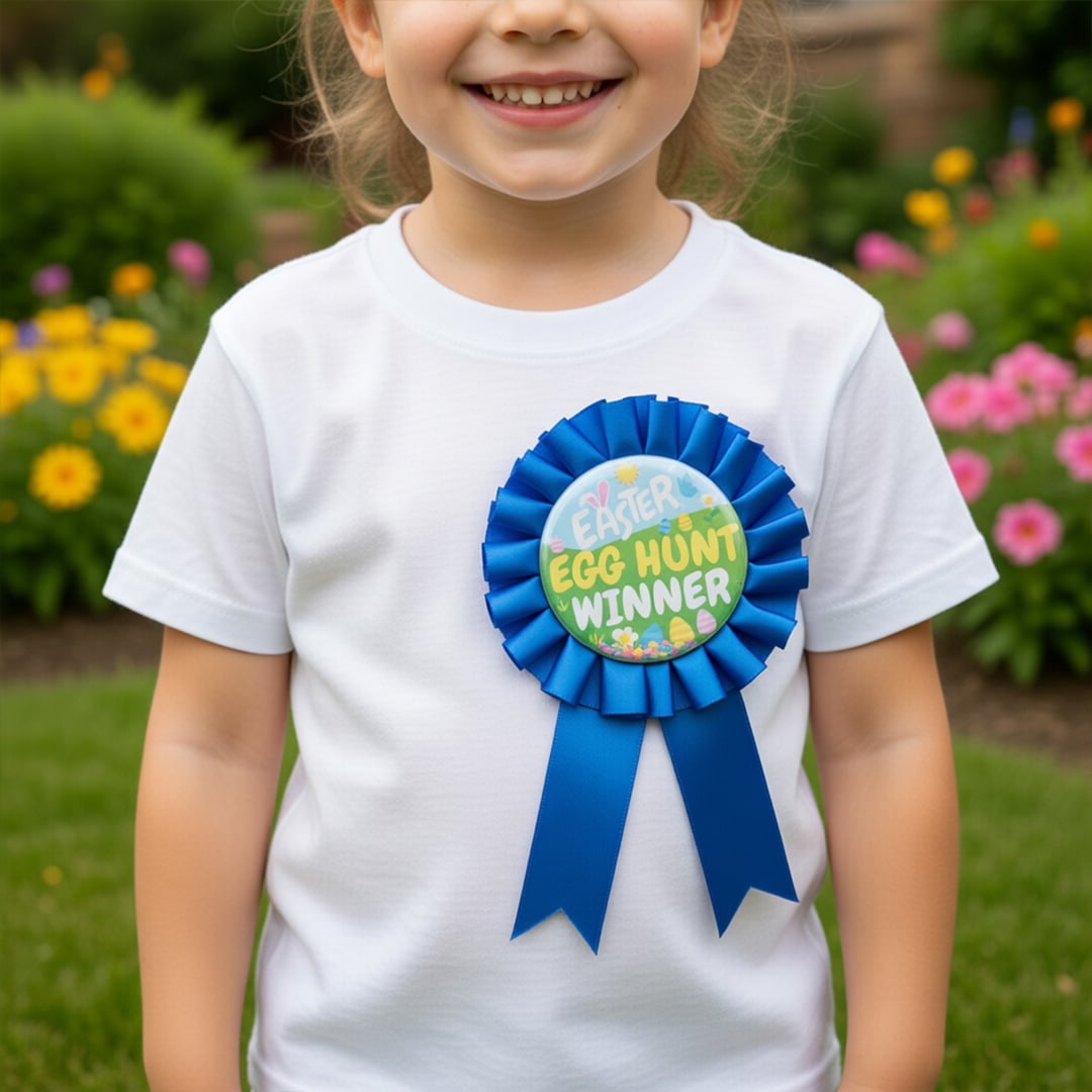 Easter Egg Hunt Winner Blue Rosette Badge