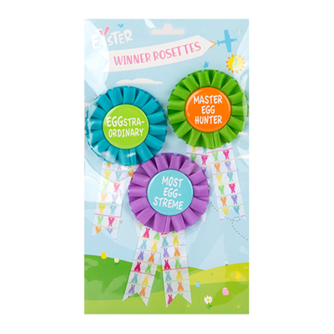 Easter Egg Hunt Winners Rosette Badges - Pack of 3 Product Gallery Image