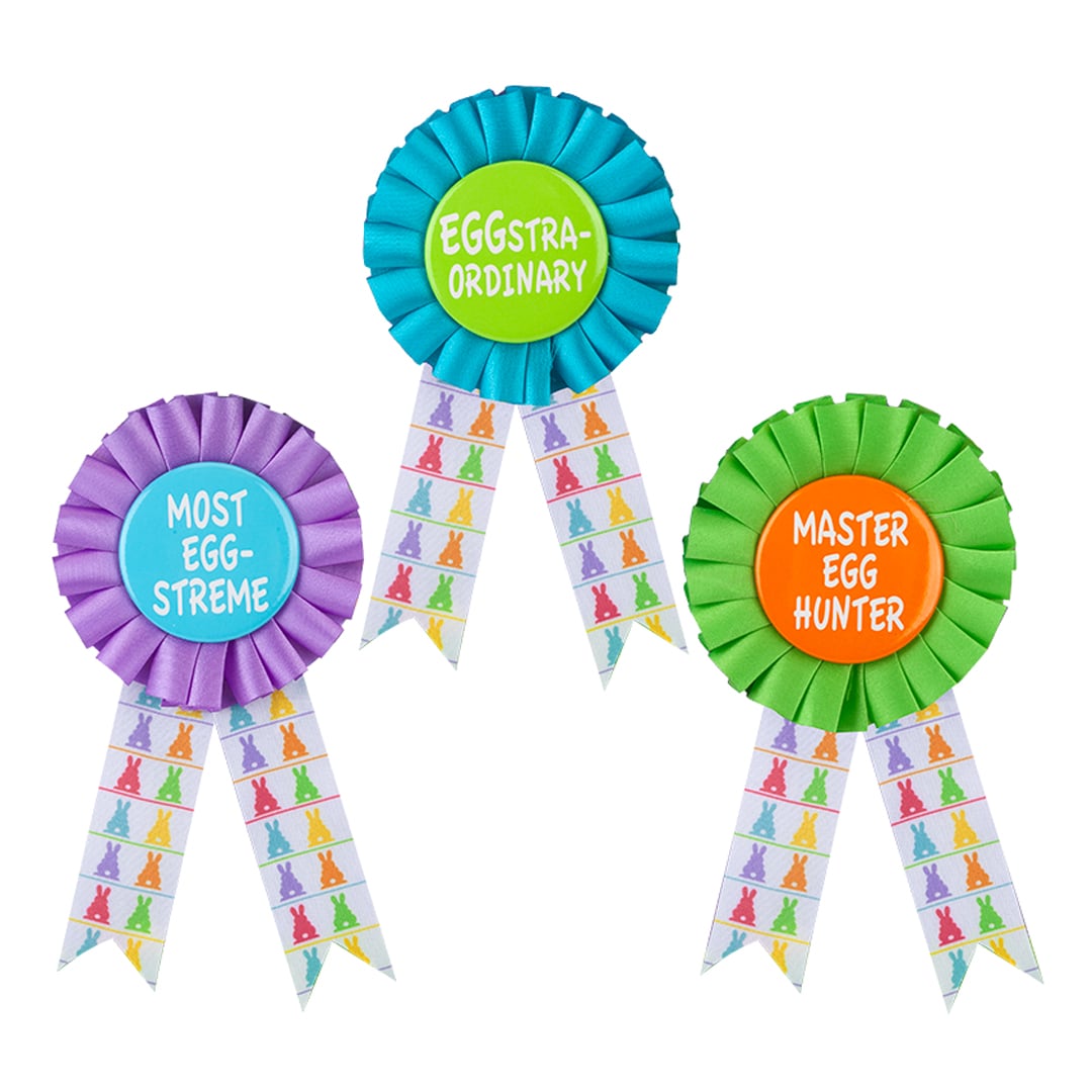 Easter Egg Hunt Winners Rosette Badges - Pack of 3 Product Gallery Image