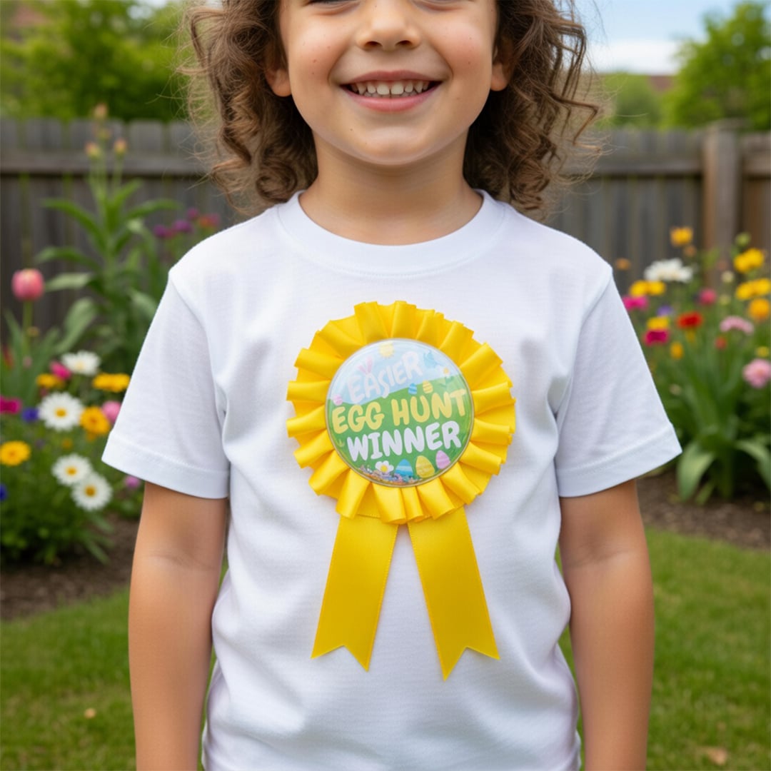 Easter Egg Hunt Winner Yellow Rosette Badge