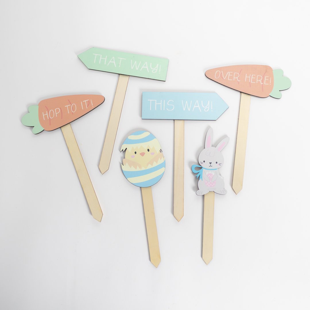 Easter Egg Hunt Wooden Stakes - Pack of 6