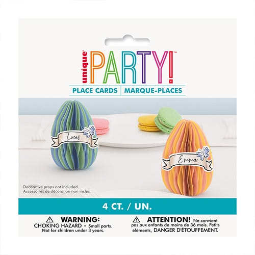 Easter Egg Shaped 3D Honeycomb Customisable Place Card Decorations - Pack of 4 Product Gallery Image