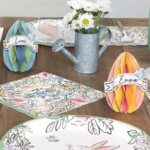 Easter Egg Shaped 3D Honeycomb Customisable Place Card Decorations - Pack of 4 Product Gallery Image