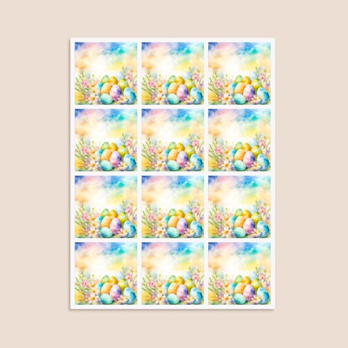 Easter Eggs Square Stickers 65mm - Sheet of 12 Product Gallery Image