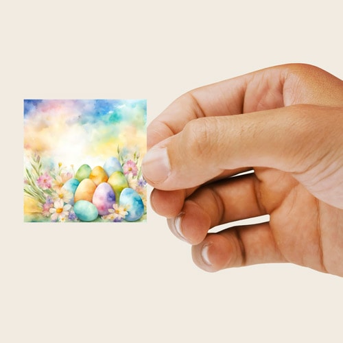 Easter Eggs Square Stickers 65mm - Sheet of 12 Product Gallery Image