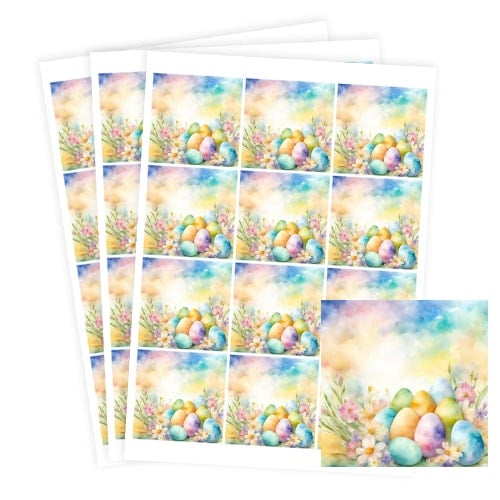 Easter Eggs Square Stickers 65mm - Sheet of 12 Product Gallery Image