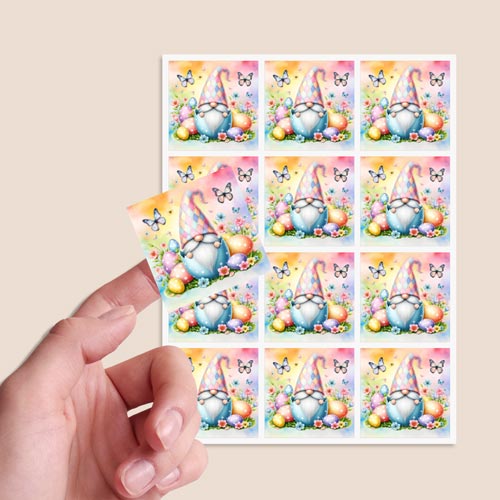 Easter Gonk Square Stickers 65mm - Sheet of 12 Product Gallery Image