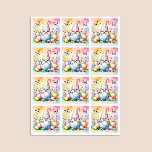 Easter Gonk Square Stickers 65mm - Sheet of 12 Product Gallery Image