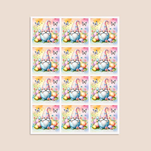 Easter Gonk Square Stickers 65mm - Sheet of 12 Product Gallery Image