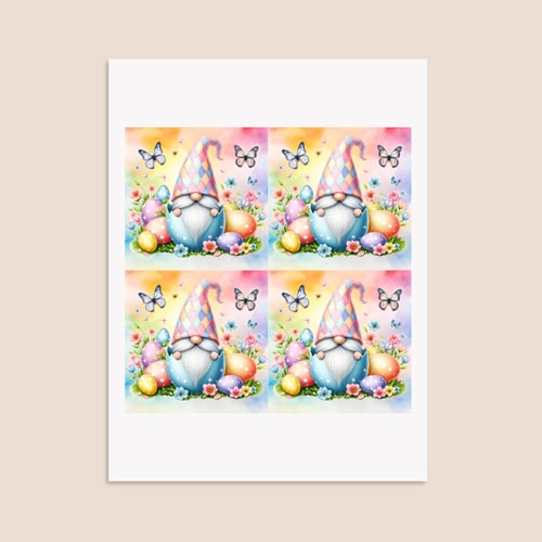 Easter Gonk Square Stickers 95mm - Sheet of 4 Product Gallery Image