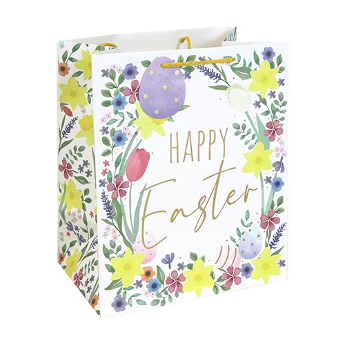 Easter In Spring Floral Large White Gift Bag 33cm