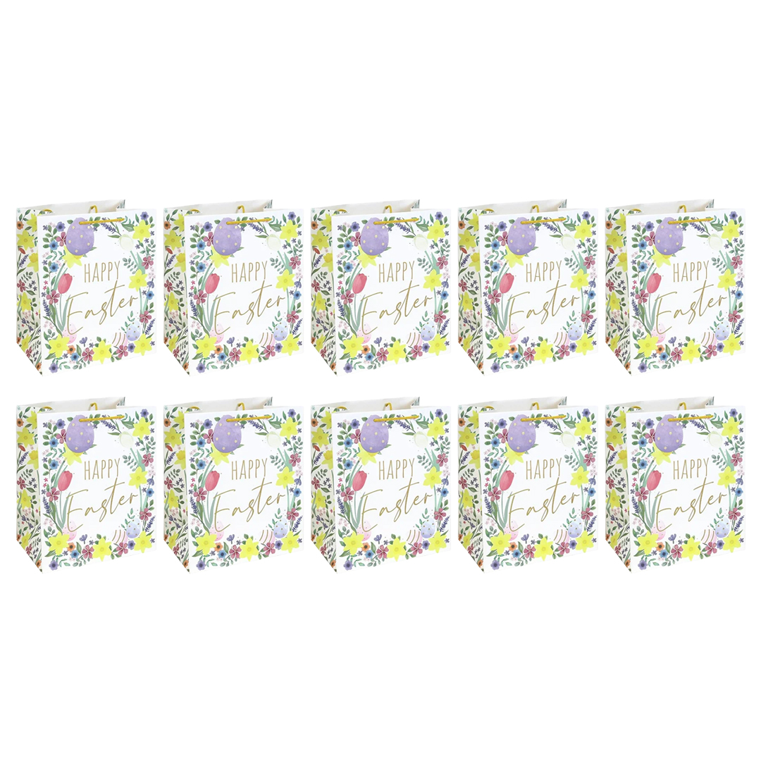 Easter In Spring Floral Large White Gift Bags 33cm - Pack of 10