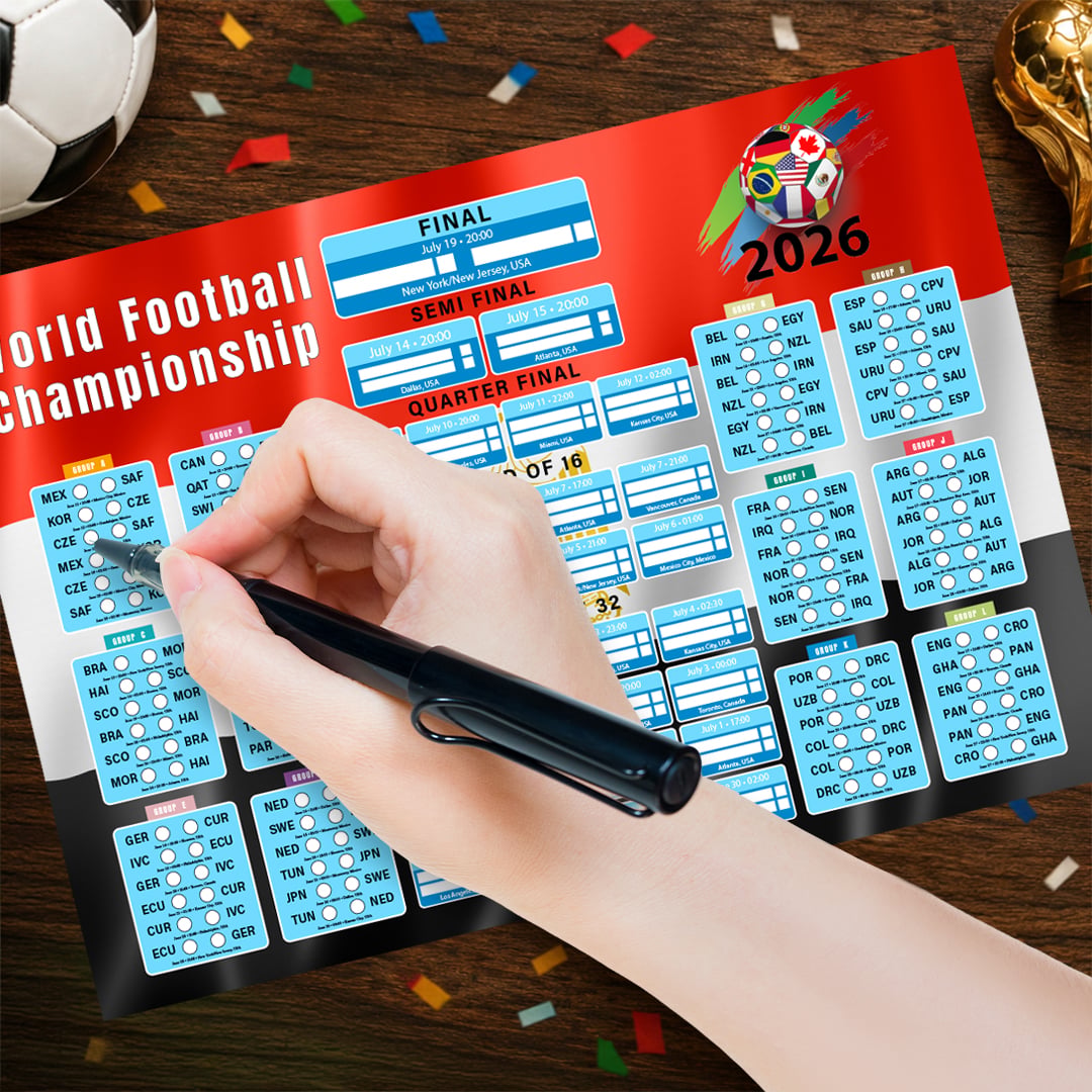Egypt Flag World Football Championship Cup 2026 A0 Fixture Wall Chart