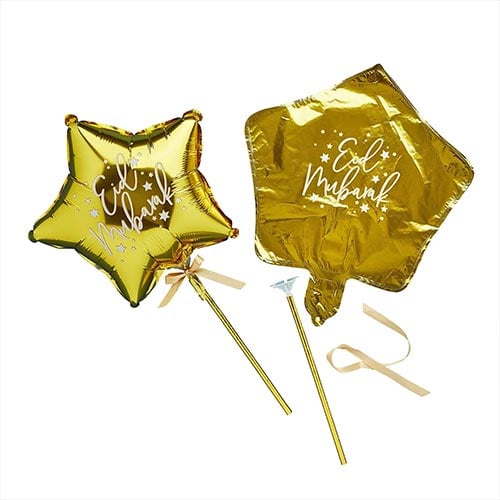 Eid Mini Foil Balloon Wand Set 25cm / 10 in - Pack of 5 Product Gallery Image