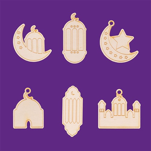 Eid Mubarak Wooden Table Scatter Decorations - Pack of 6 Product Gallery Image