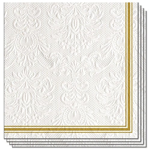 Elegance Lea White Embossed Premium Decoupage Paper Luncheon Napkins 33cm 3 Ply - Pack of 15 Product Gallery Image