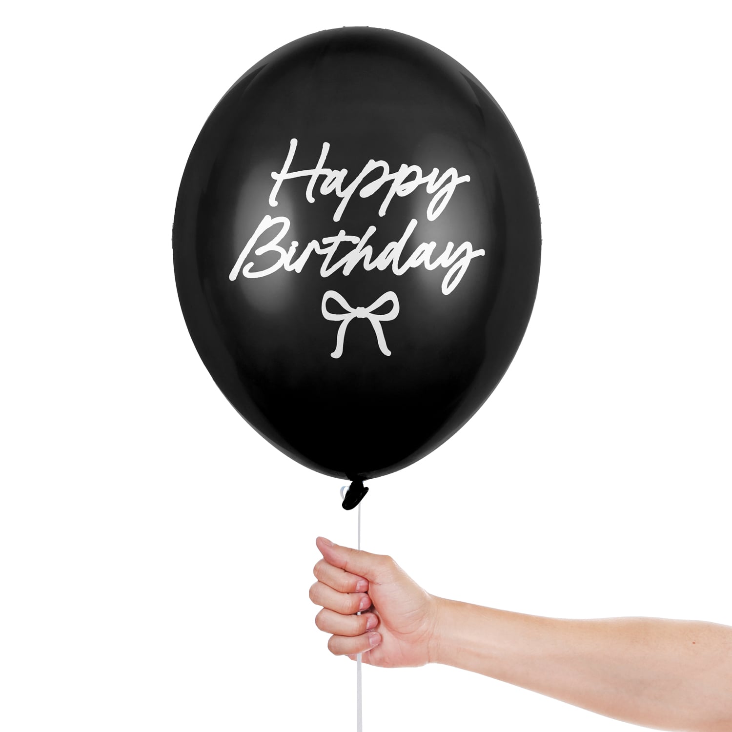 Elegant Bow Happy Birthday Black & Cream Latex Balloons 30cm / 12 in - Pack of 6 Product Gallery Image