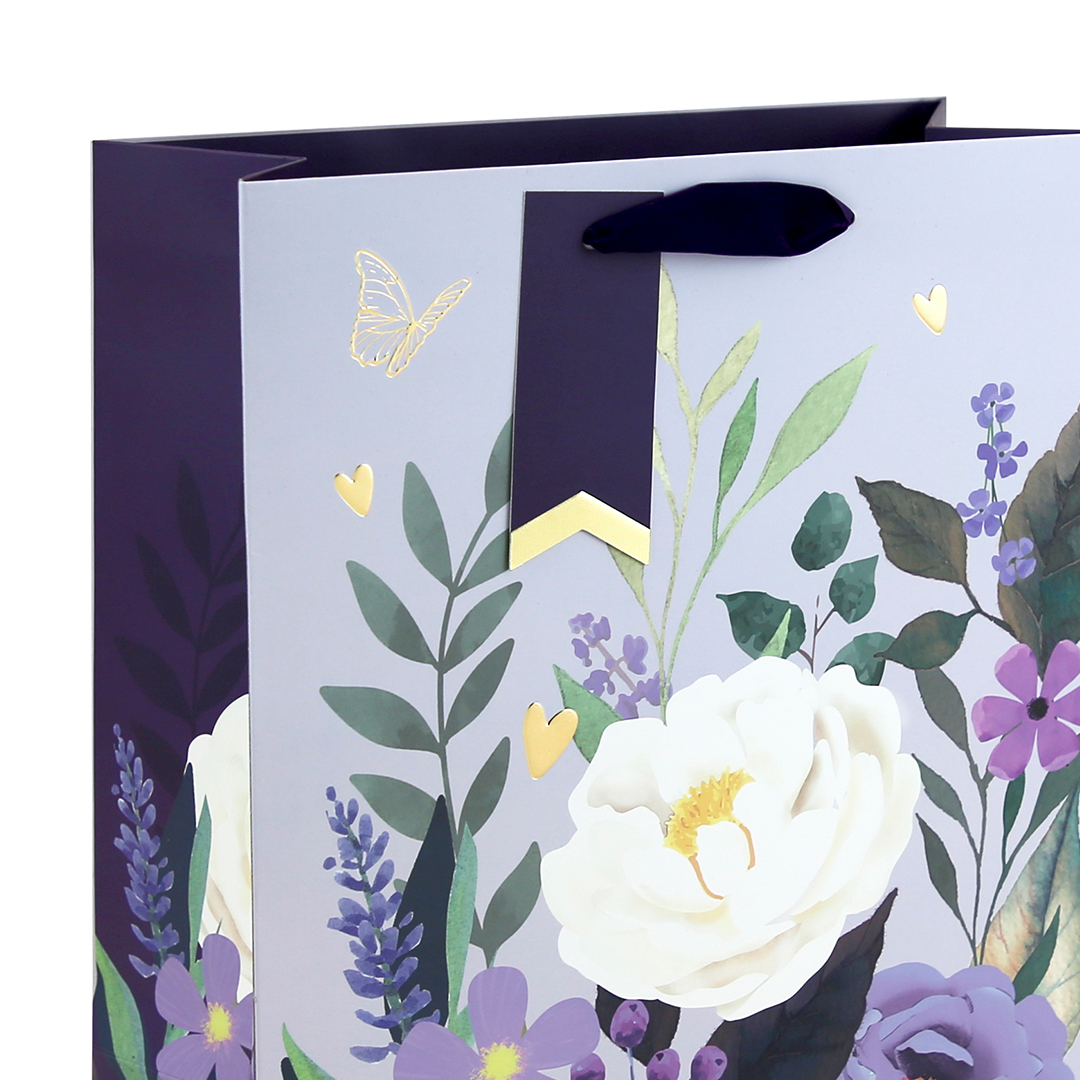 Elegant Lilac Floral Large Gift Bag 33cm Product Gallery Image