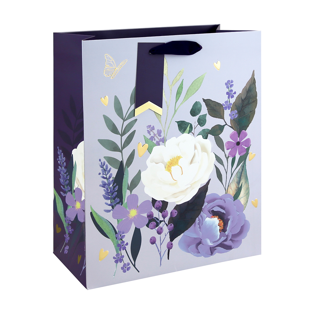 Elegant Lilac Floral Large Gift Bag 33cm